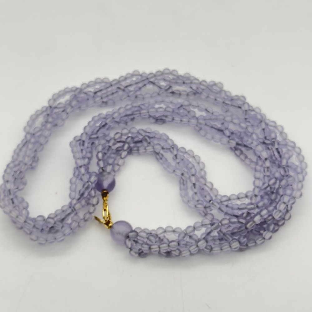 Vtg Trifari Purple Necklace Levander Lucite Braided Beaded Faux Amethyst Mint